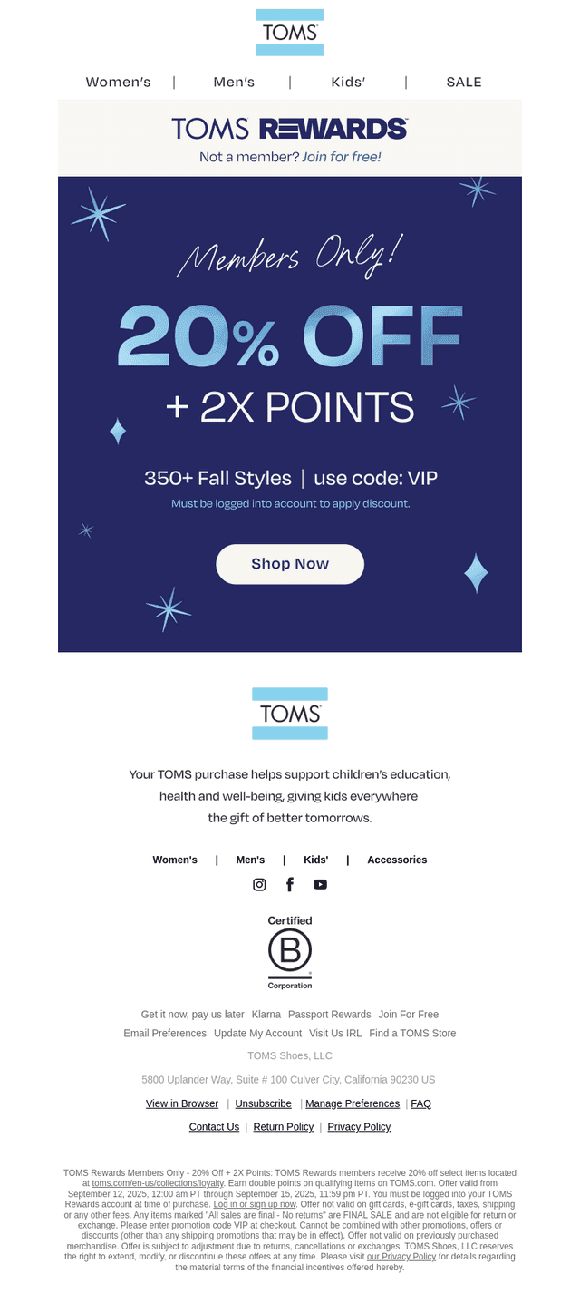 20% Off + Double Rewards Points—It’s Loyalty Event Time!