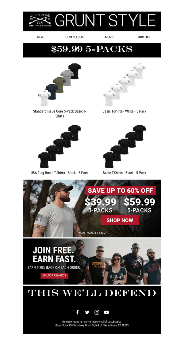 60% Off 5 Pack Basic Tees 💥