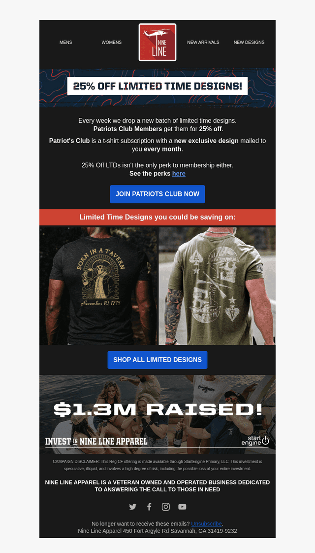 Save 25% on Limited Time Designs!