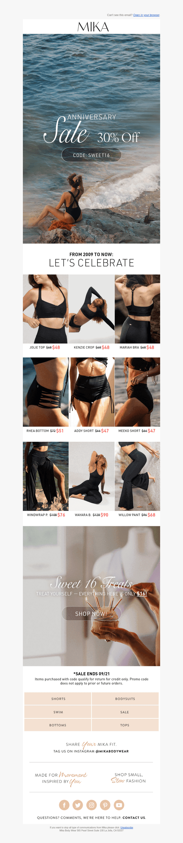 Mika Yoga Wear email from Sat, Sep 13, 2025