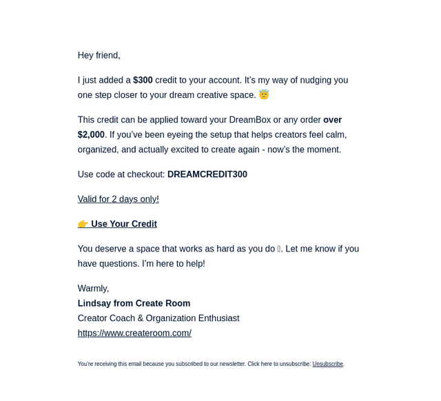 You've got $300 credit 💌