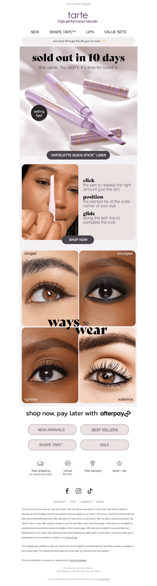 Tarte Cosmetics email from Sat, Sep 13, 2025