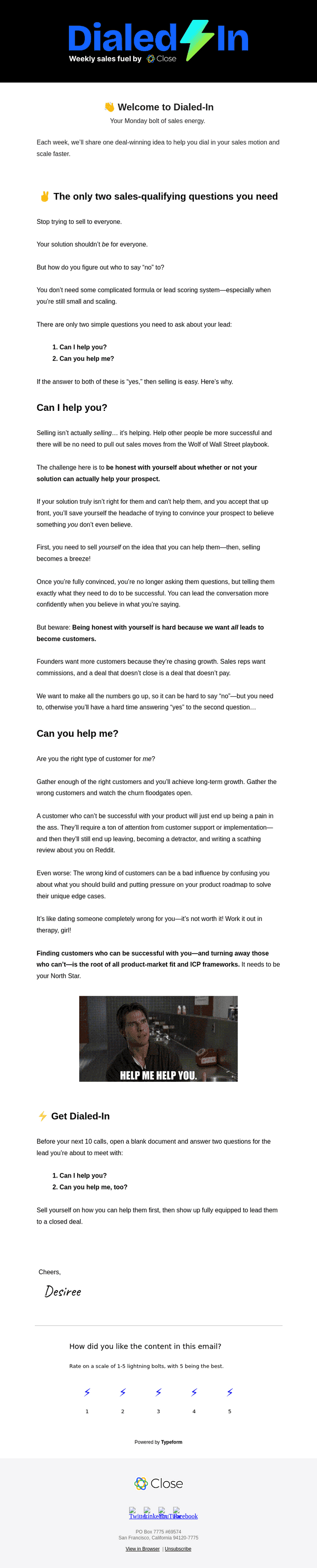 Close email from Mon, Sep 15, 2025