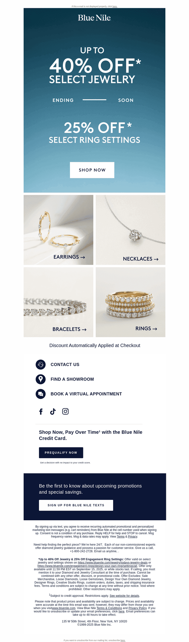 Blue Nile email from Mon, Sep 15, 2025