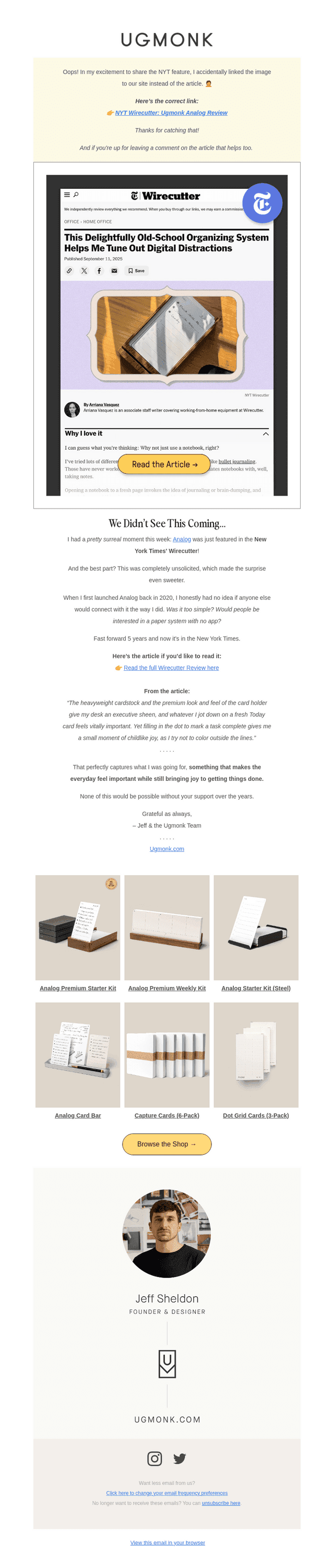 Ugmonk email from Tue, Sep 16, 2025