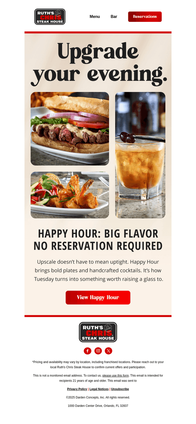 Ruth's Chris email from Tue, Sep 16, 2025