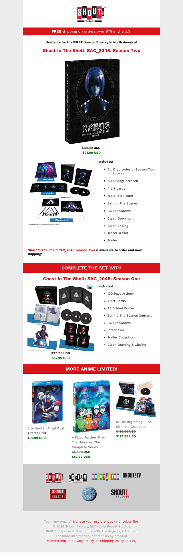 Shout! Factory email from Tue, Sep 16, 2025