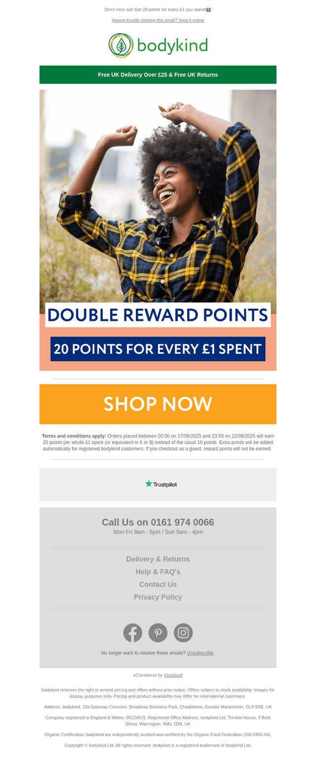 Earn Double Reward Points Today  🎉