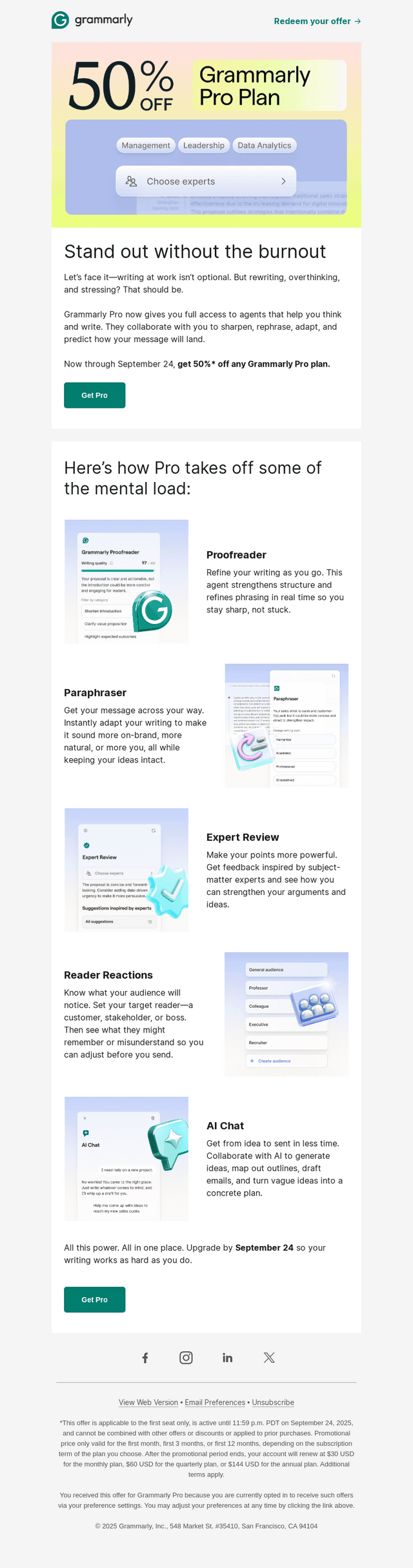 Grammarly email from Wed, Sep 17, 2025