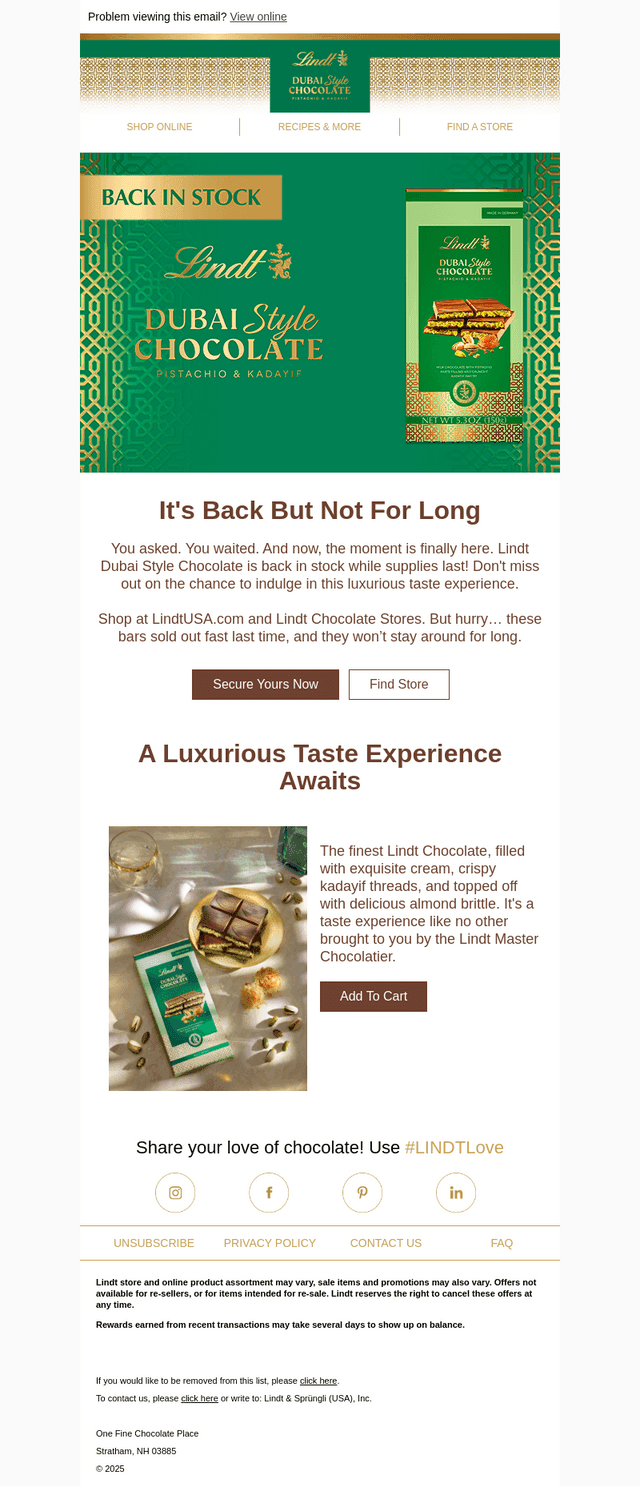 Dubai Style Chocolate has RETURNED!
