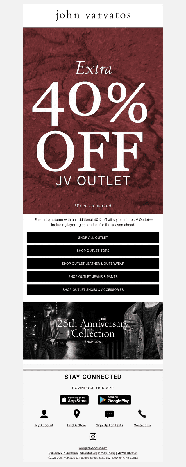 Now Live: Extra 40% ALL Outlet Styles