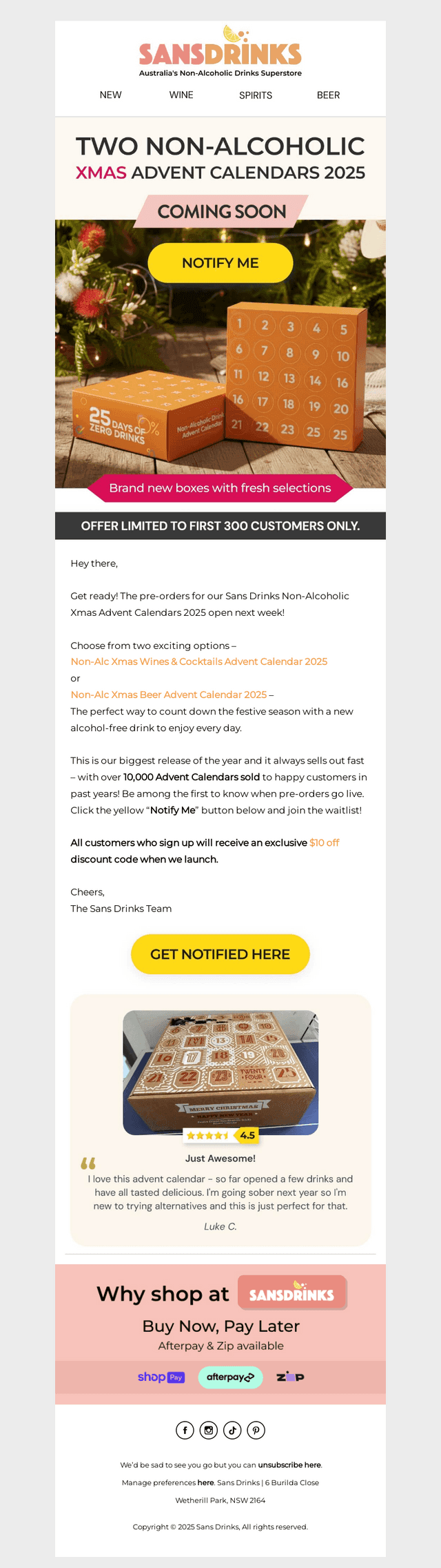 Sans Drinks Advent Calendars Pre-Order Opens Soon!