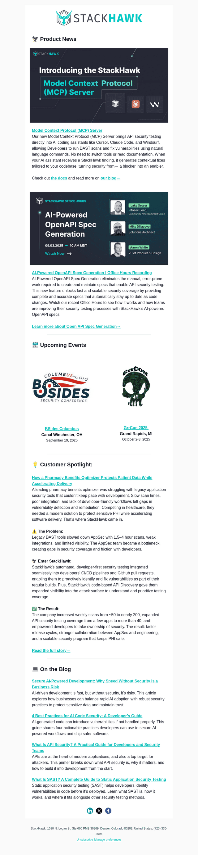🦅 StackHawk Newsletter: MCP Server, OpenAPI Spec Gen Office Hours, and more!
