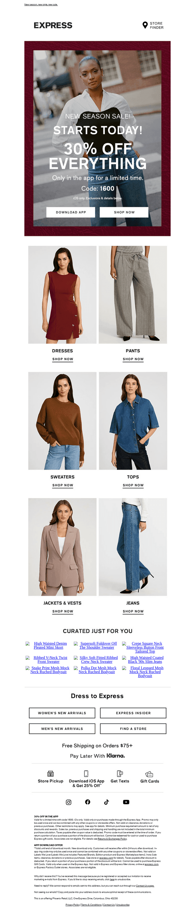 STARTS TODAY! 30% off everything, only in the app 🤳