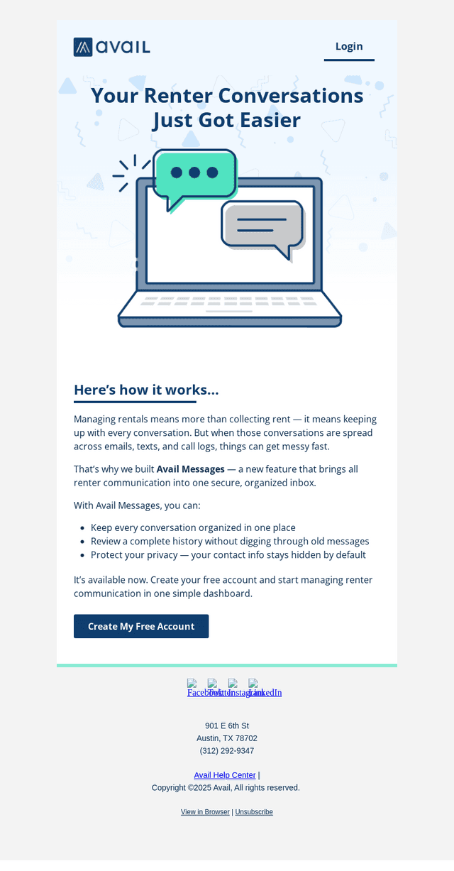 Now Live: Message Tenants Without Leaving Avail