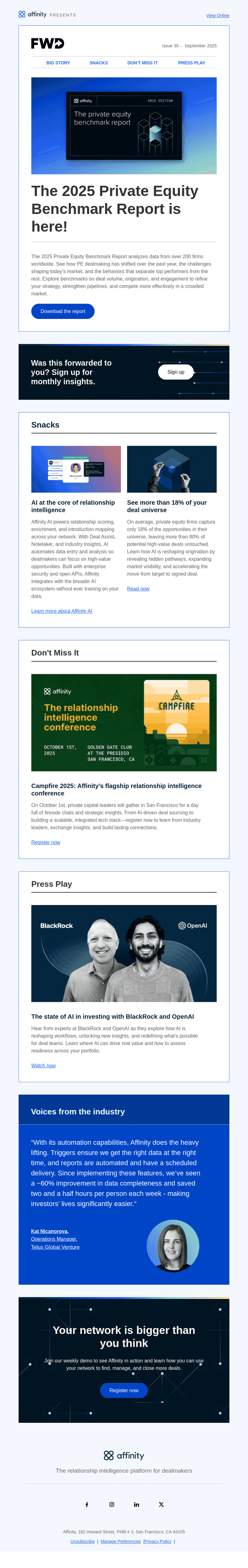 Inside FWD: PE Benchmarks, Affinity AI, and more