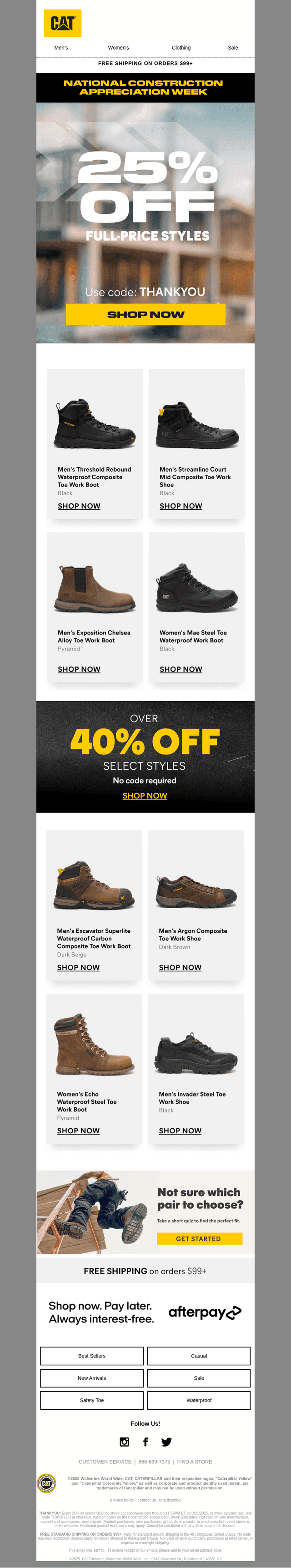 Construction Appreciation Week: 25% off select styles!