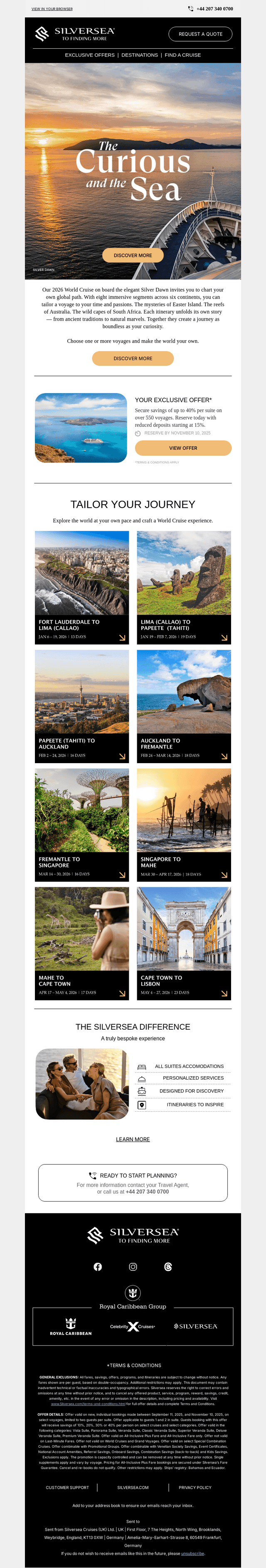 Design your own World Cruise experience