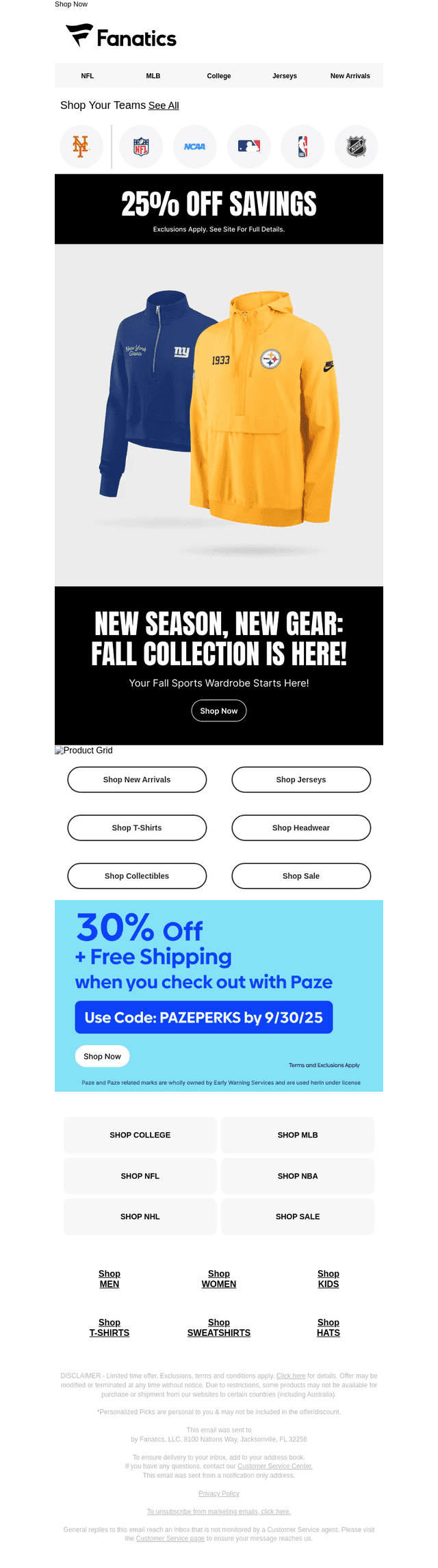 Fall Weather, Fall Savings: 25% Off Styles