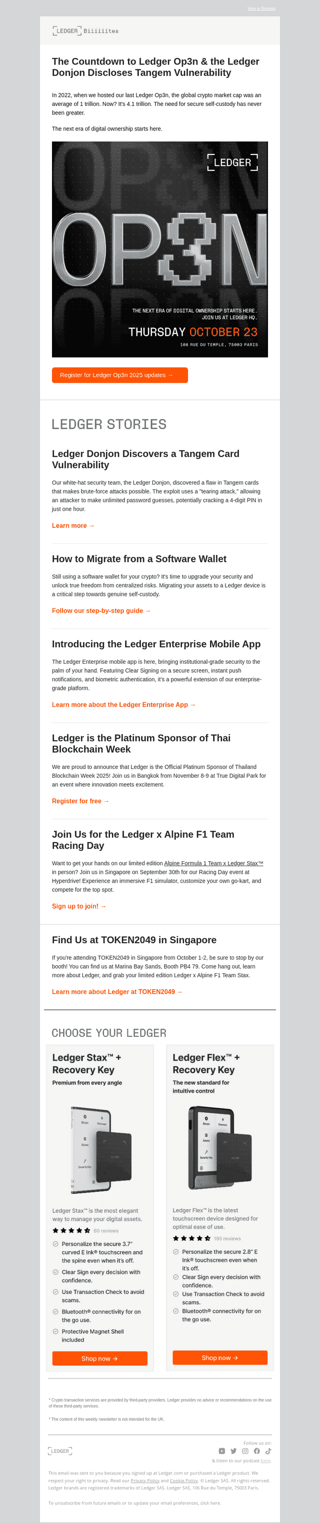 Ledger email from Fri, Sep 19, 2025
