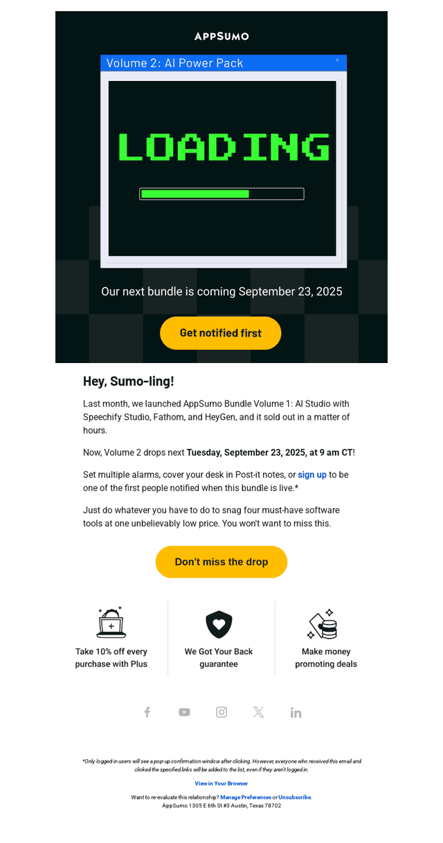 AppSumo email from Fri, Sep 19, 2025