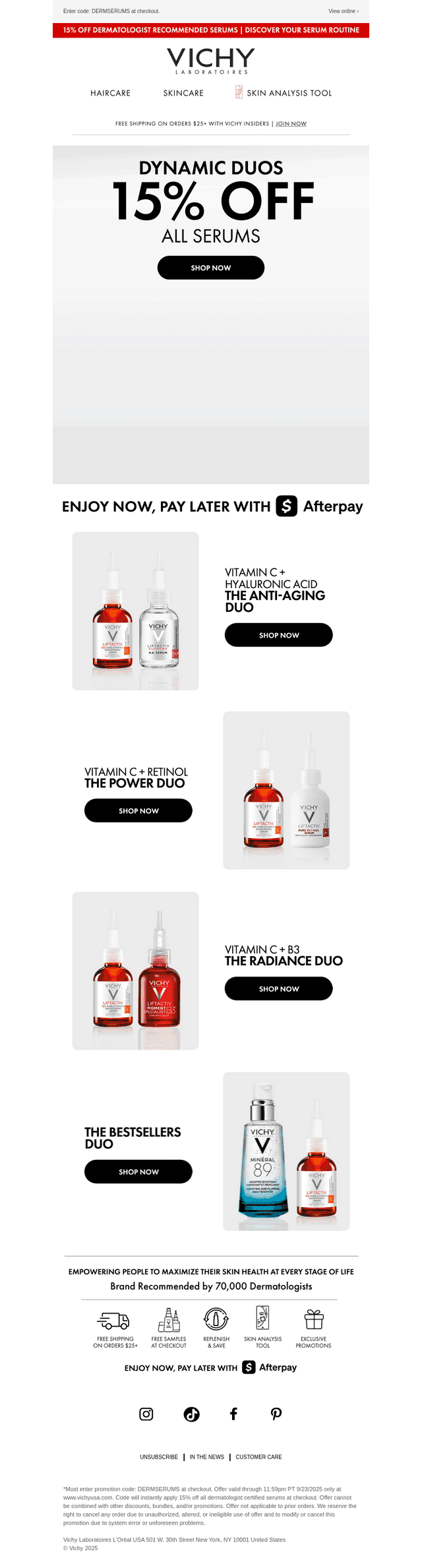15% Off Dermatologist Certified Serums!