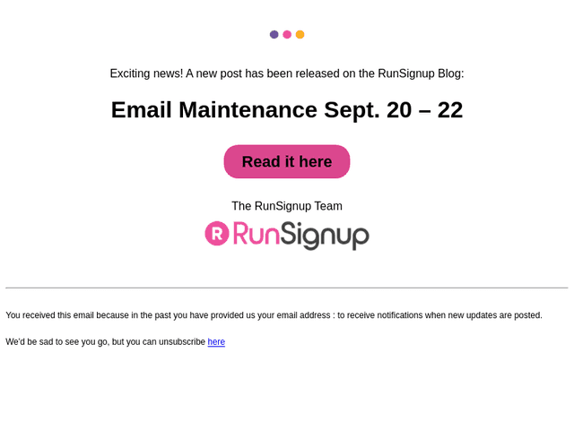 New Post! - Email Maintenance Sept. 20 - 22