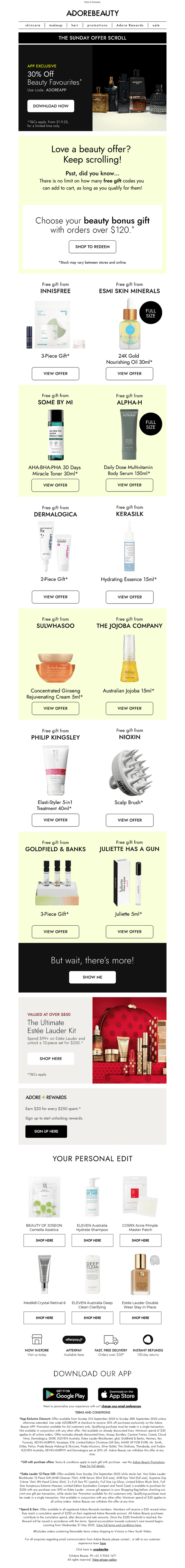 Adore Beauty email from Sat, Sep 20, 2025