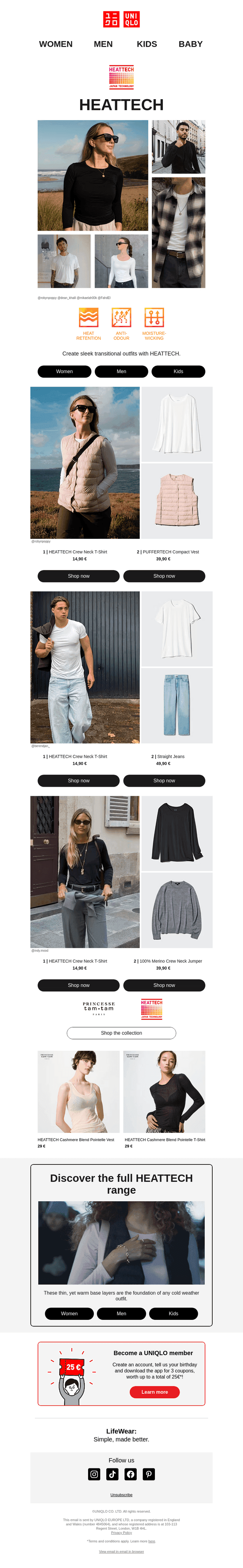 HEATTECH for sleek transitional outfits
