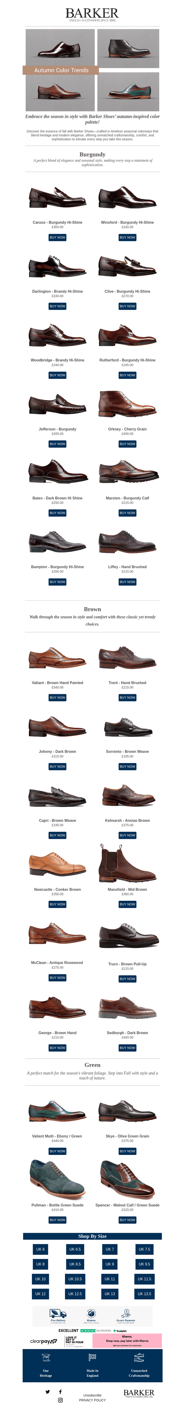 Barker Shoes email from Sun, Sep 21, 2025