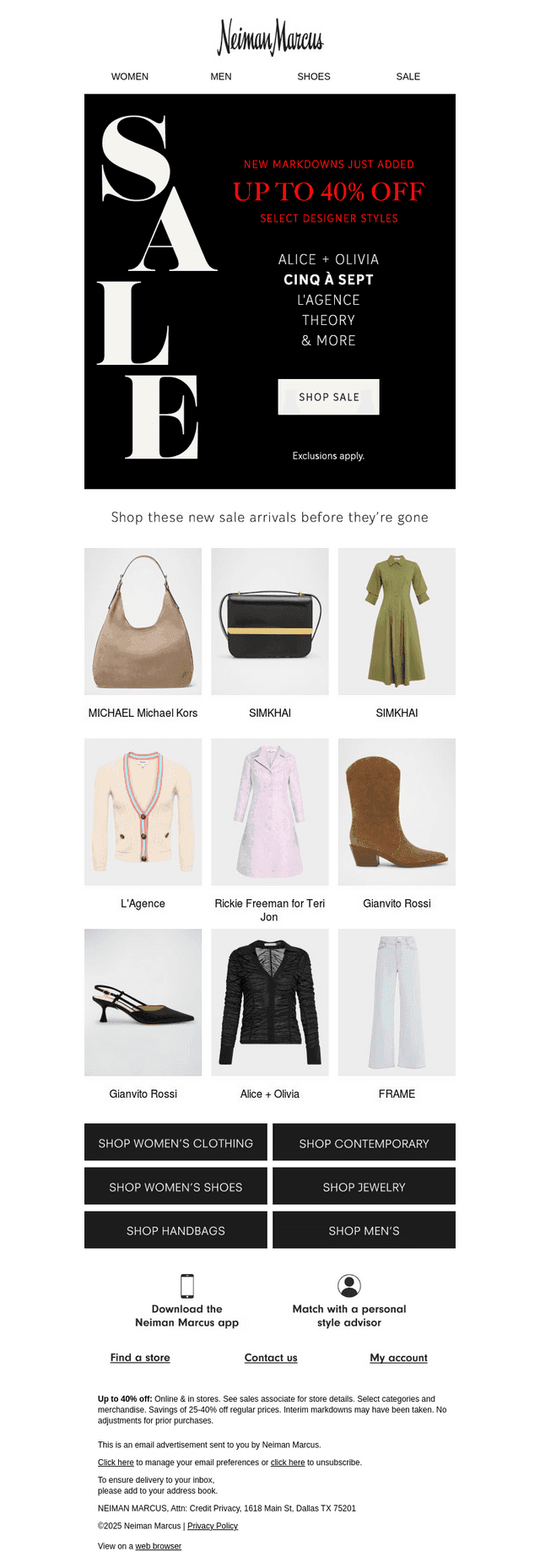 Designer styles, on sale now!