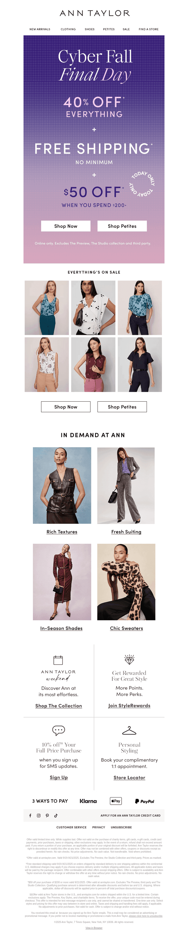 40% Off EVERYTHING + Extra $50 Off + Free Shipping*