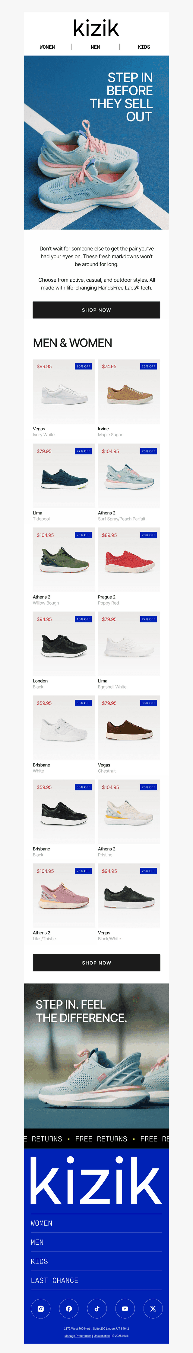 Hurry! Closeout styles going fast.