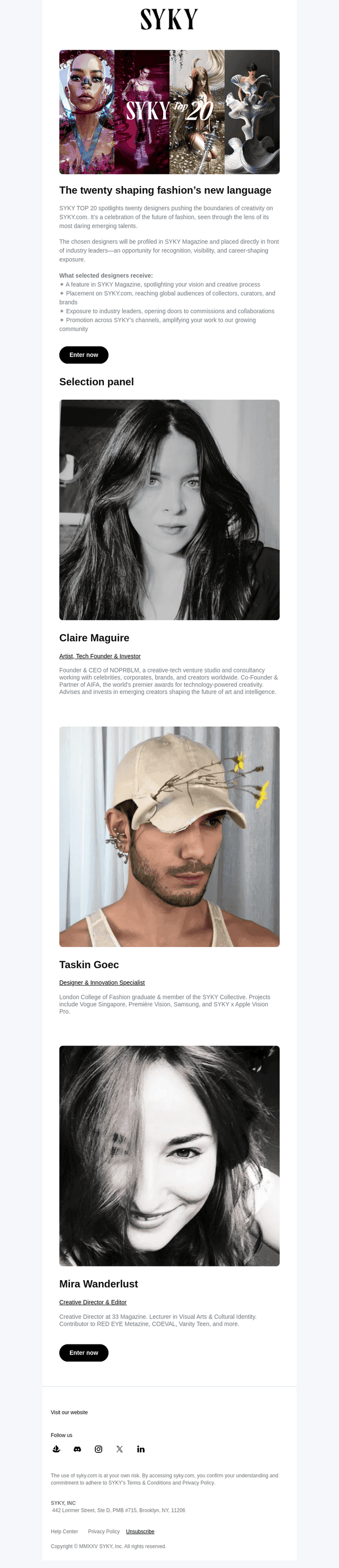 Open Call: SYKY TOP 20