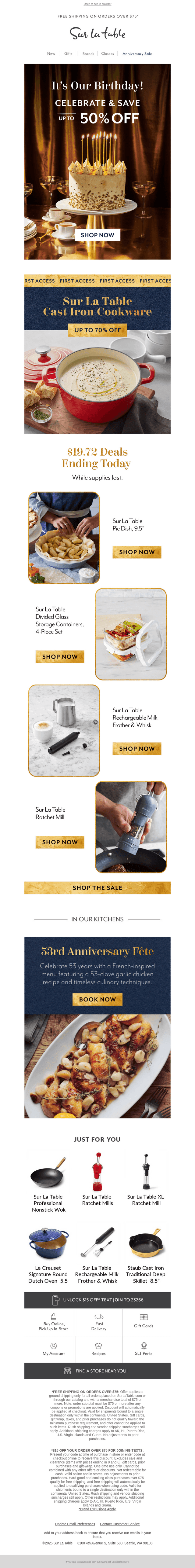 Sur La Table email from Mon, Sep 22, 2025