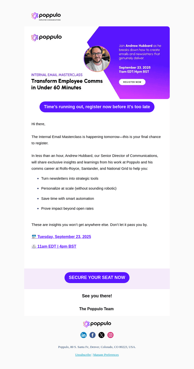 poppulo email from Mon, Sep 22, 2025