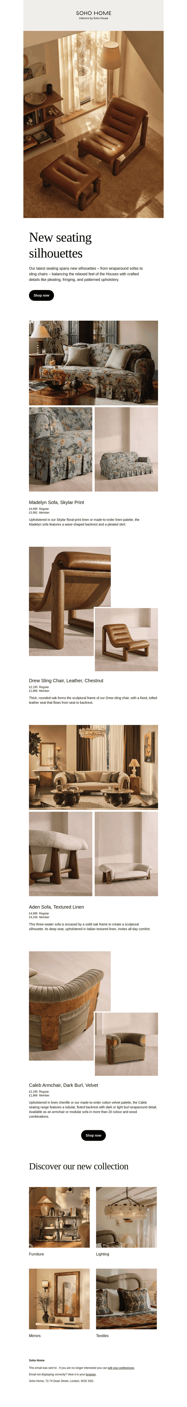 New seating silhouettes