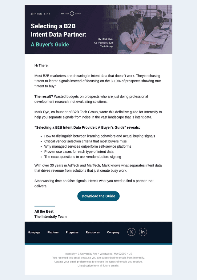 [New Guide!] "Selecting a B2B Intent Data Provider: A Buyer's Guide"