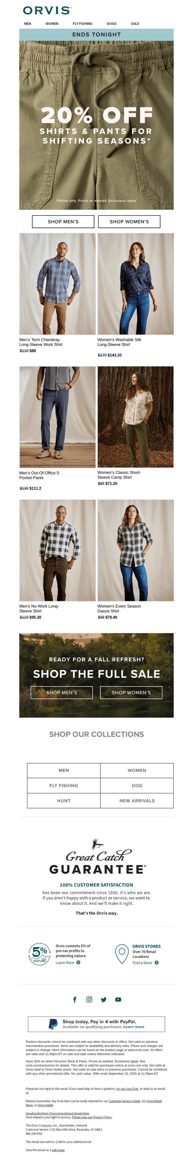 Last chance! 20% OFF shirts & pants
