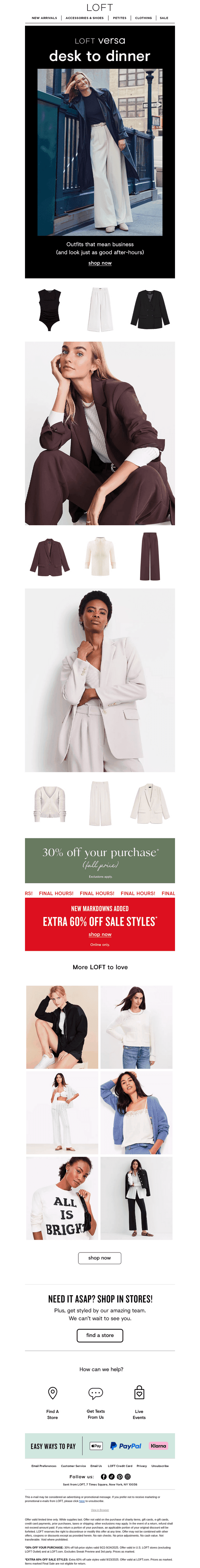 Your desk-to-dinner wardrobe awaits…
