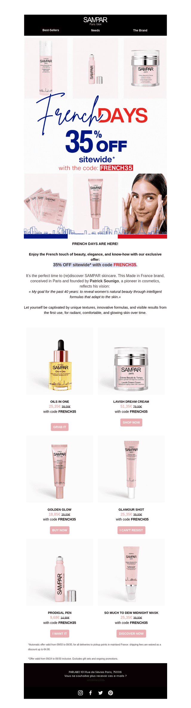 French week: unlock 35% OFF 💙🤍❤️