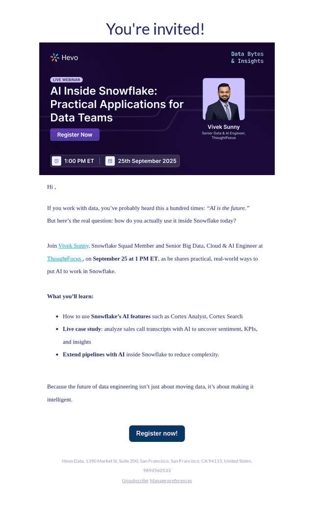 Hevo Data email from Wed, Sep 24, 2025