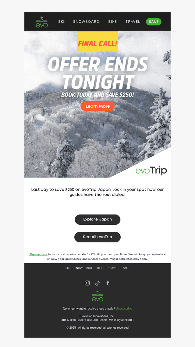 LAST CALL: $250 off evoTrip Japan
