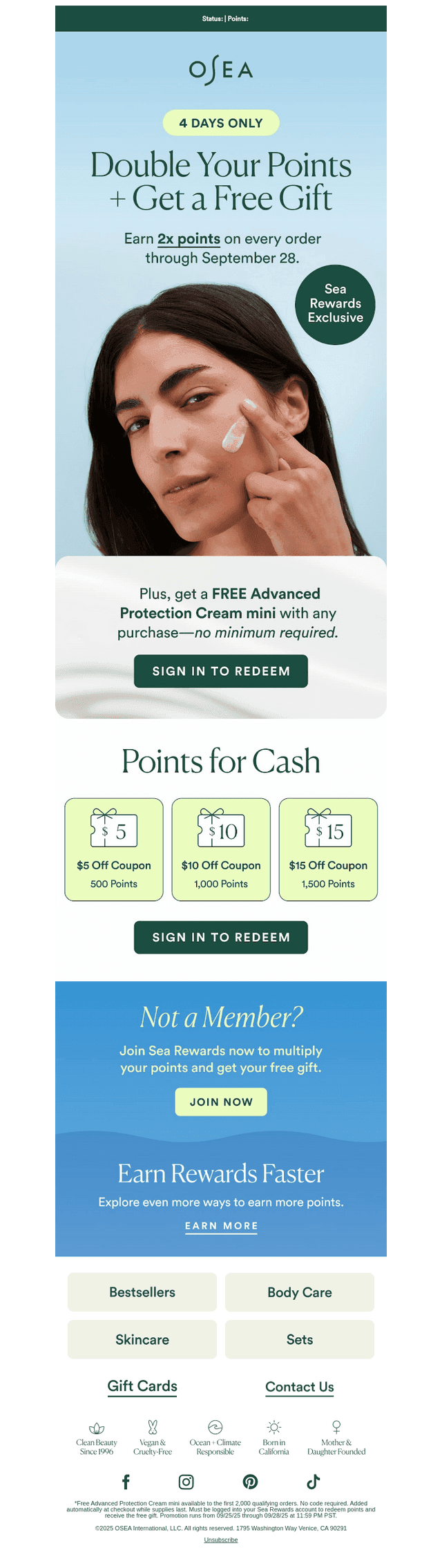 Double the Points + A Free Gift