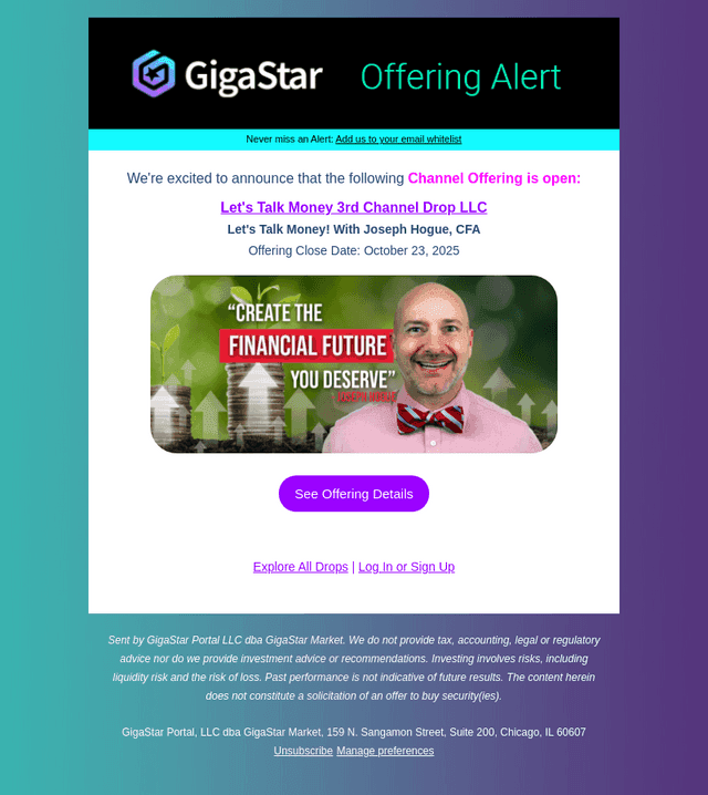 GigaStar email from Thu, Sep 25, 2025