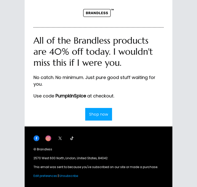 Brandless email from Thu, Sep 25, 2025