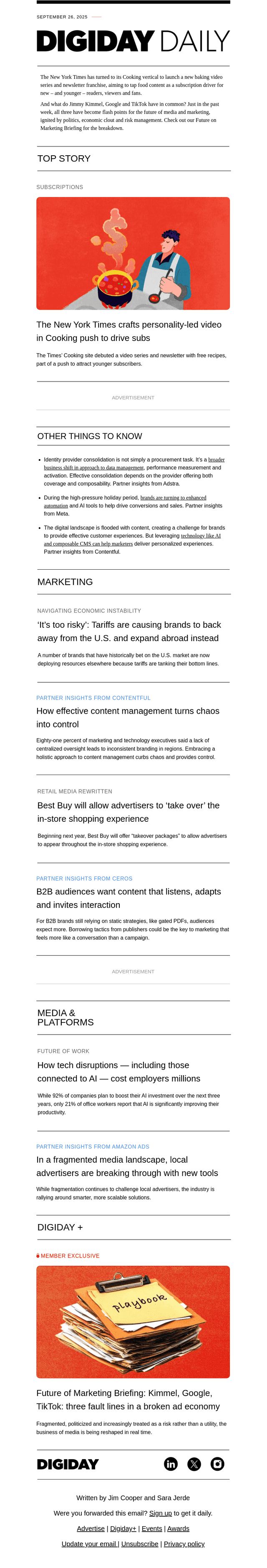 Digiday email from Fri, Sep 26, 2025