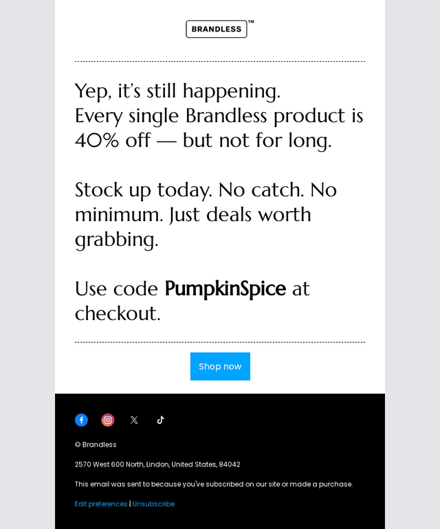 Brandless email from Fri, Sep 26, 2025
