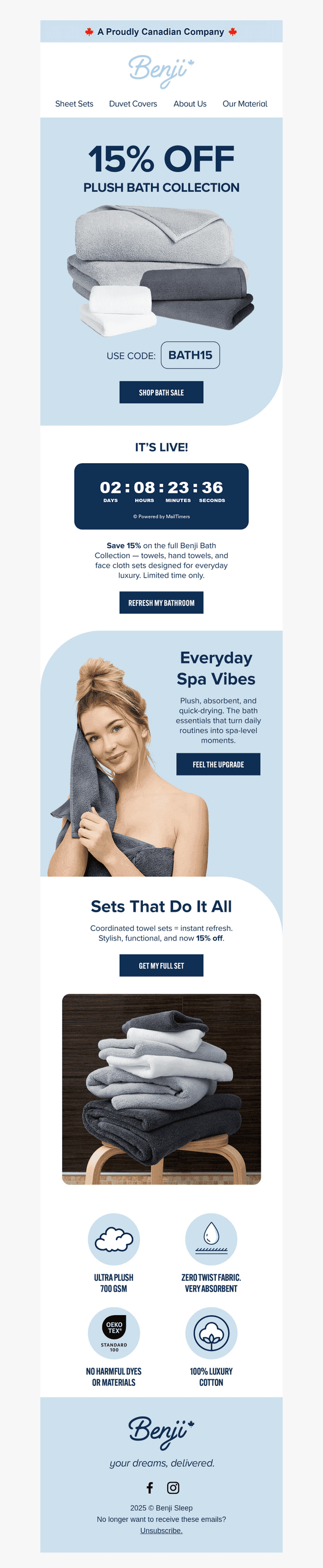 Refresh bath time with 15% off