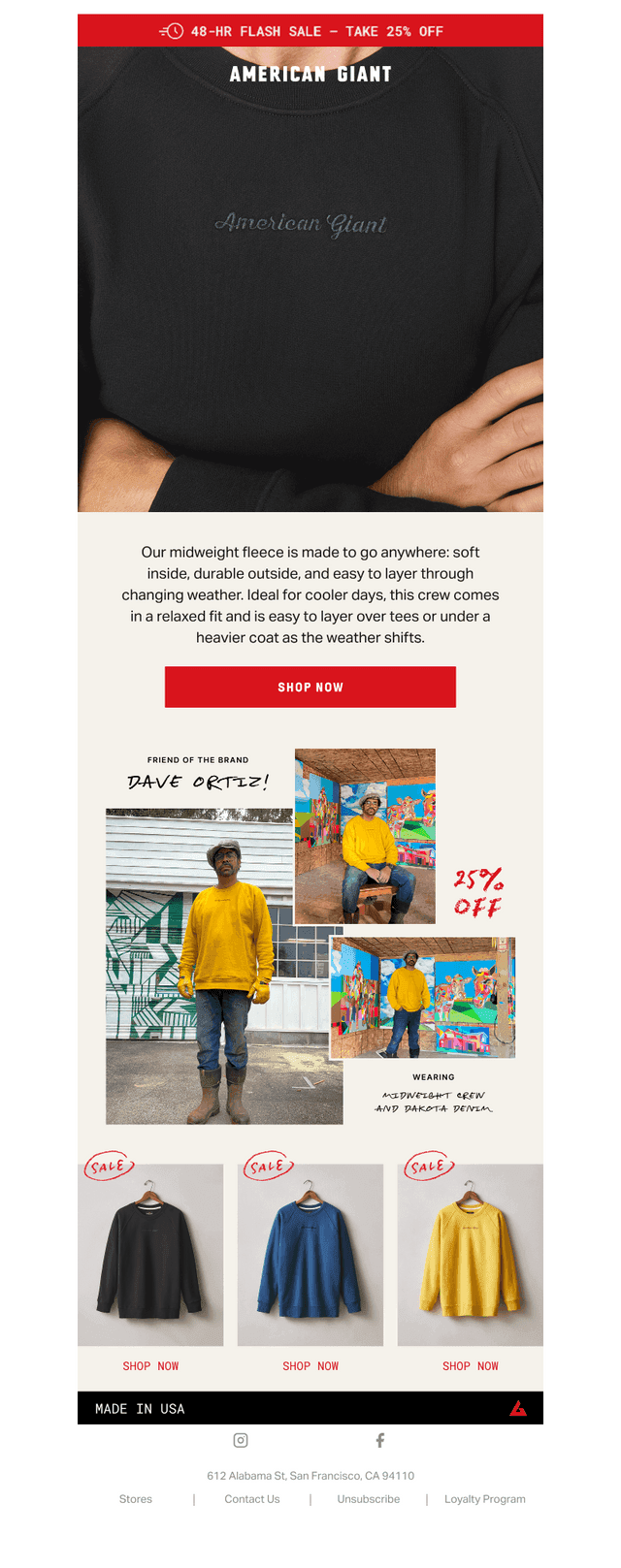 Midweight Crew now 25% Off
